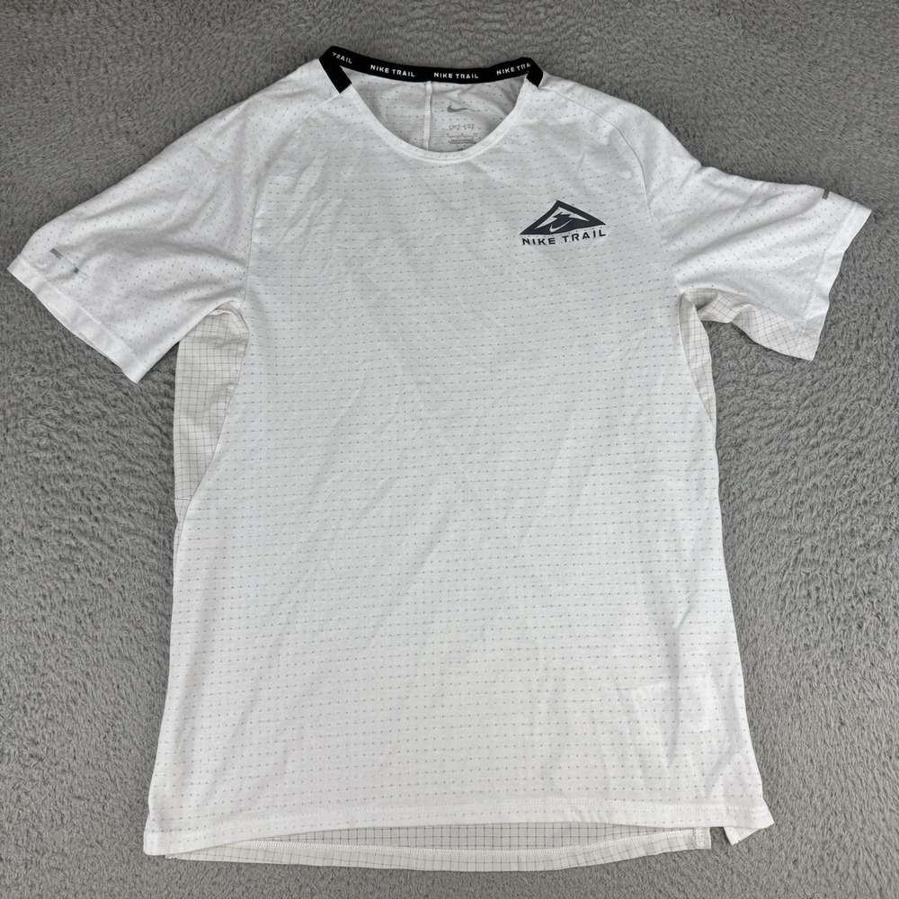 Nike Trail Solar Chase DRI-FIT Short Sleeve Running Shirt White Men's Size Small